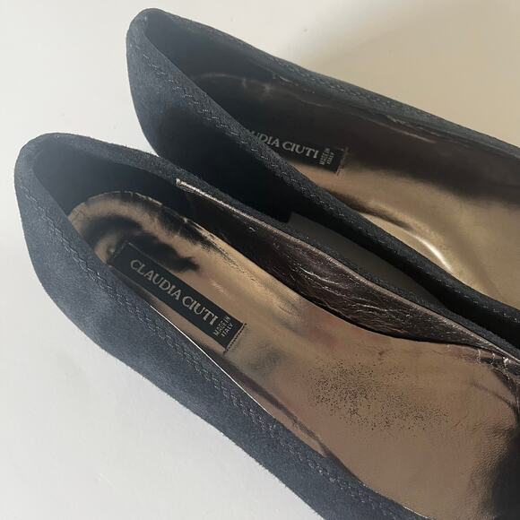 Claudia Ciuti Black Suede Emblem Flat Women's 7N Made in Italy Ballet Slip On - Picture 5 of 7
